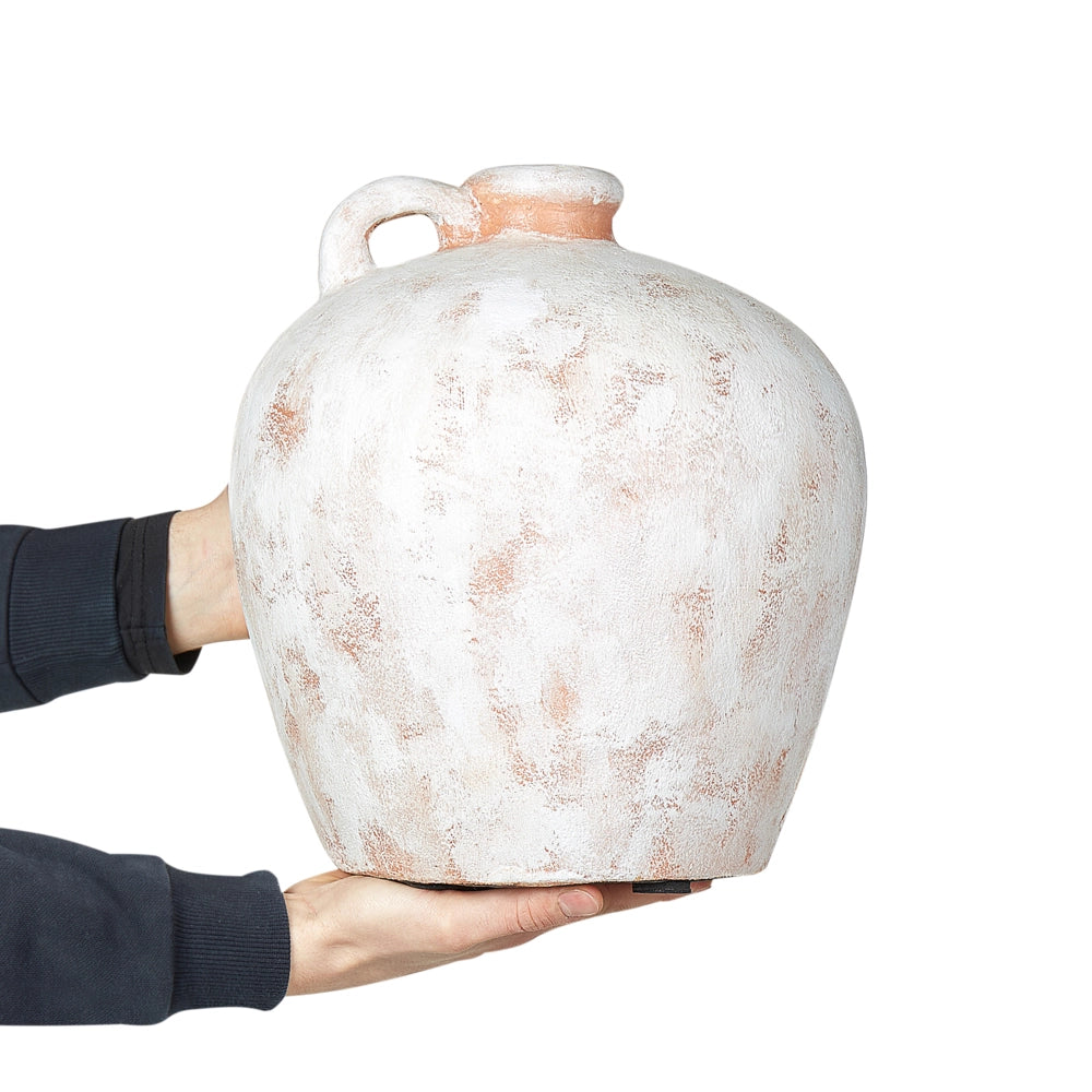 Vaso decorativo in terracotta bianca da 30 cm fatto a mano con effetto invecchiato Design tradizionale Decorazione per la casa Soggiorno