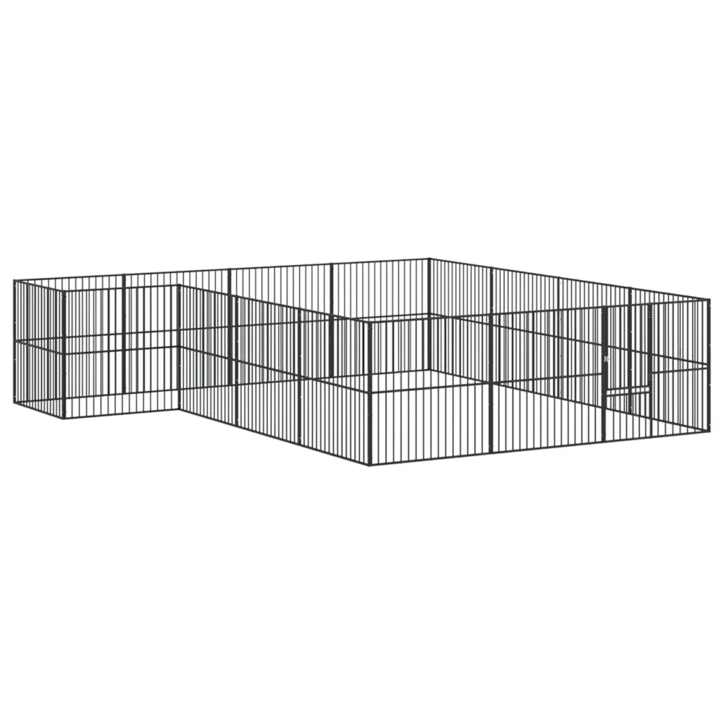 Box per Cani 16 Pannelli Nero Acciaio Zincato 3209559