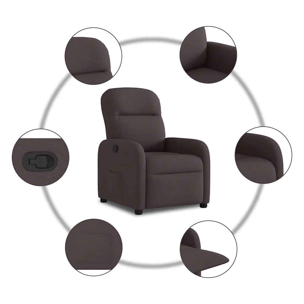 Poltrona Reclinabile Marrone Scuro in Tessuto 4015527