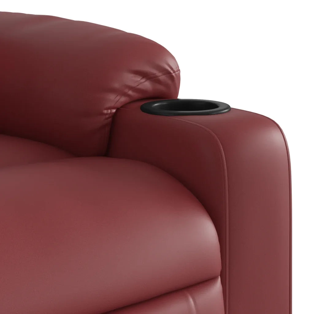 Divano Sedia-Poltrona Reclinabile Rosso Vino in Similpelle 397613
