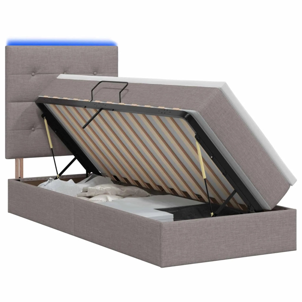 Letto con contenitore LED e materasso Tortora 100 x 200 cm 3459927
