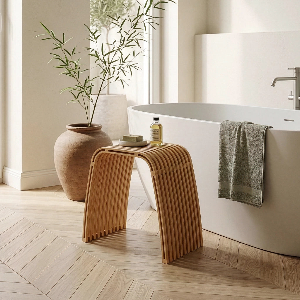 Seduta Multiuso Jysa in Bambù Sgabello Basso 45 x 50 x 31 cm - Naturale [en.casa]