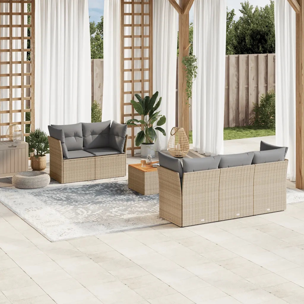 Set Divani da Giardino 6 pz con Cuscini in Polyrattan beige 3255814