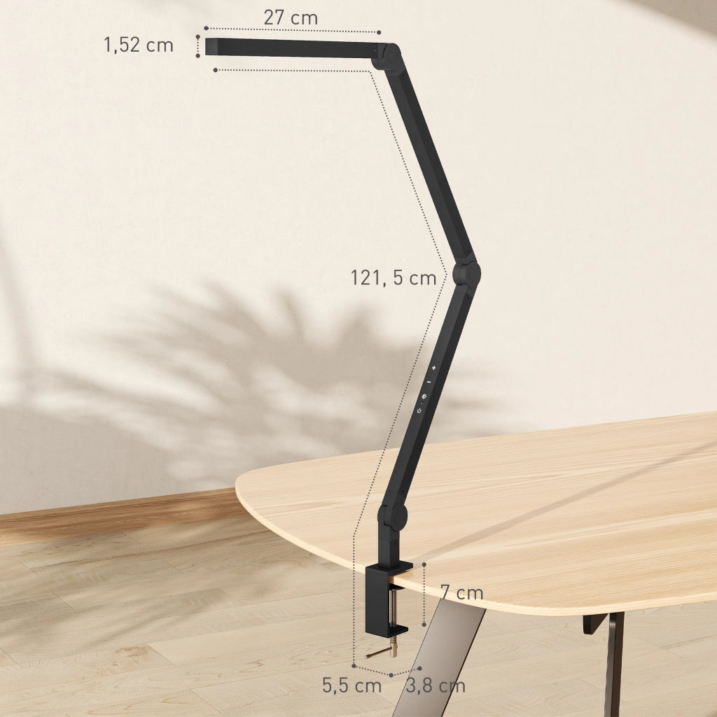 Lampada da Scrivania Regolabile a LED ¨C Zephmum ¨C Nero, 96 LED, Morsetto in Metallo