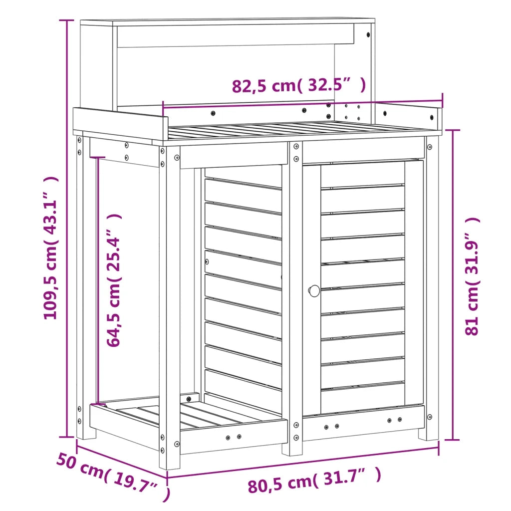 Tavolo Invaso con Ripiani 82,5x50x109,5cm Legno Impregnato Pino 832426