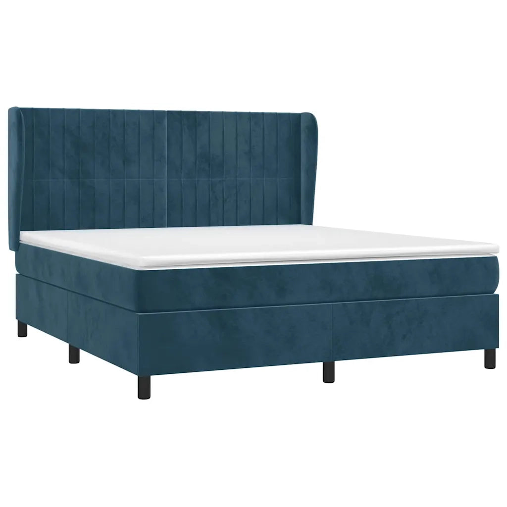 Giroletto a Molle con Materasso Blu Scuro 180x200 cm in Velluto 3129349