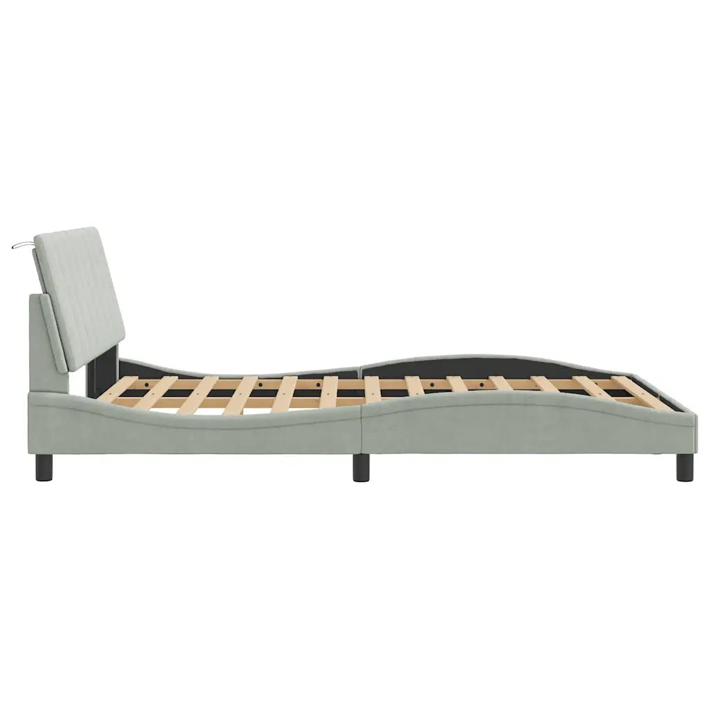 Giroletto senza Materasso Hanko Grigio Chiaro 140x190 cm Velluto 3207843