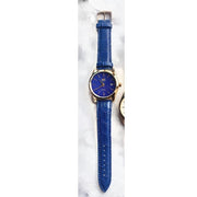 Trade Shop - Orologio Polso Zcc Z003 Uomo Analogico Automatico Data Elegante Pelle Blu Dorato -