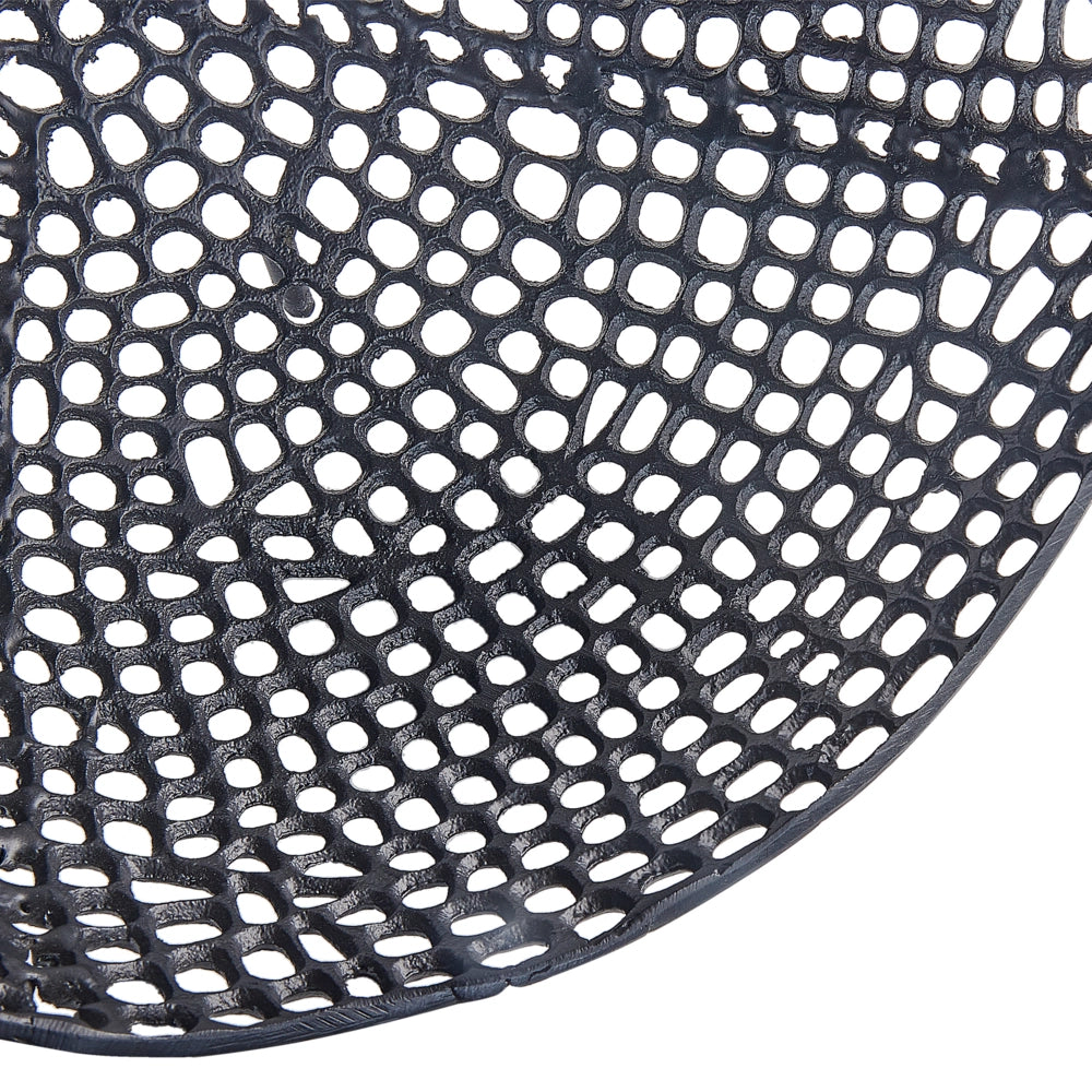 Vassoio decorativo in metallo nero Accessori rotondi Vassoio con design traforato