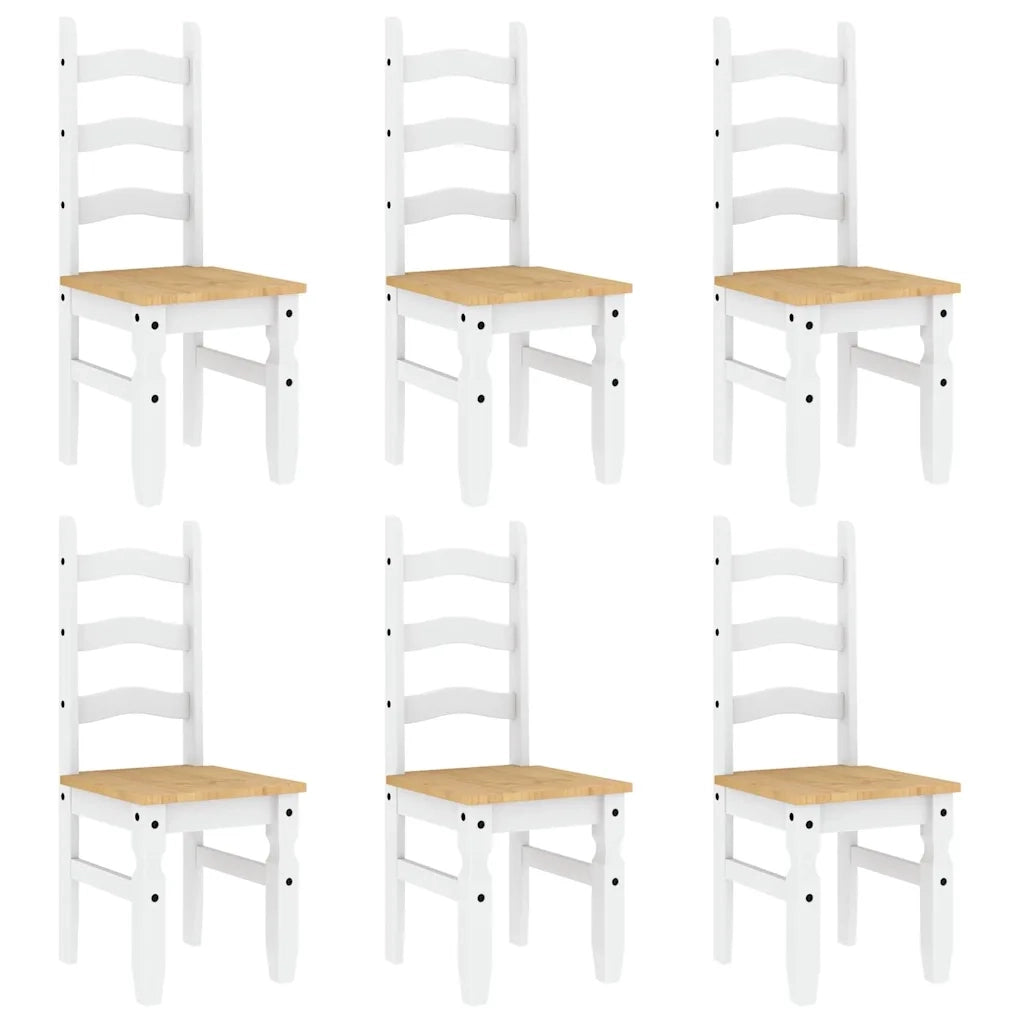 Set da Pranzo 7 pz Panama Bianco in Legno Massello di Pino