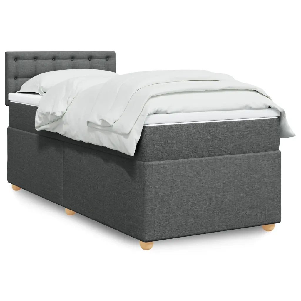 Giroletto a Molle con Materasso Grigio Scuro 100x200 cm Tessuto