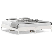 Giroletto senza Materasso-Struttura Letto Bianco 200x200 cm Legno Massello Pino 150714