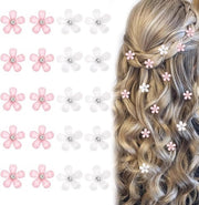 Set di clip per capelli da 20 pezzi - Clip per capelli mini con foglie di fiore e diamanti - Spille per capelli per trecce e acconciature - Adatto per acconciature a coda di cavallo