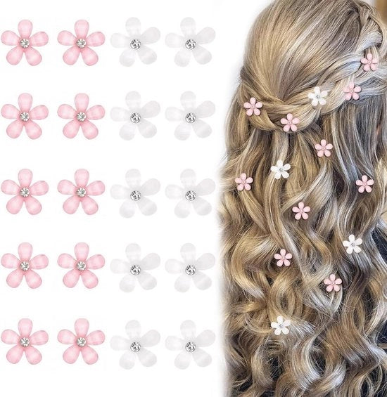 Set di clip per capelli da 20 pezzi - Clip per capelli mini con foglie di fiore e diamanti - Spille per capelli per trecce e acconciature - Adatto per acconciature a coda di cavallo