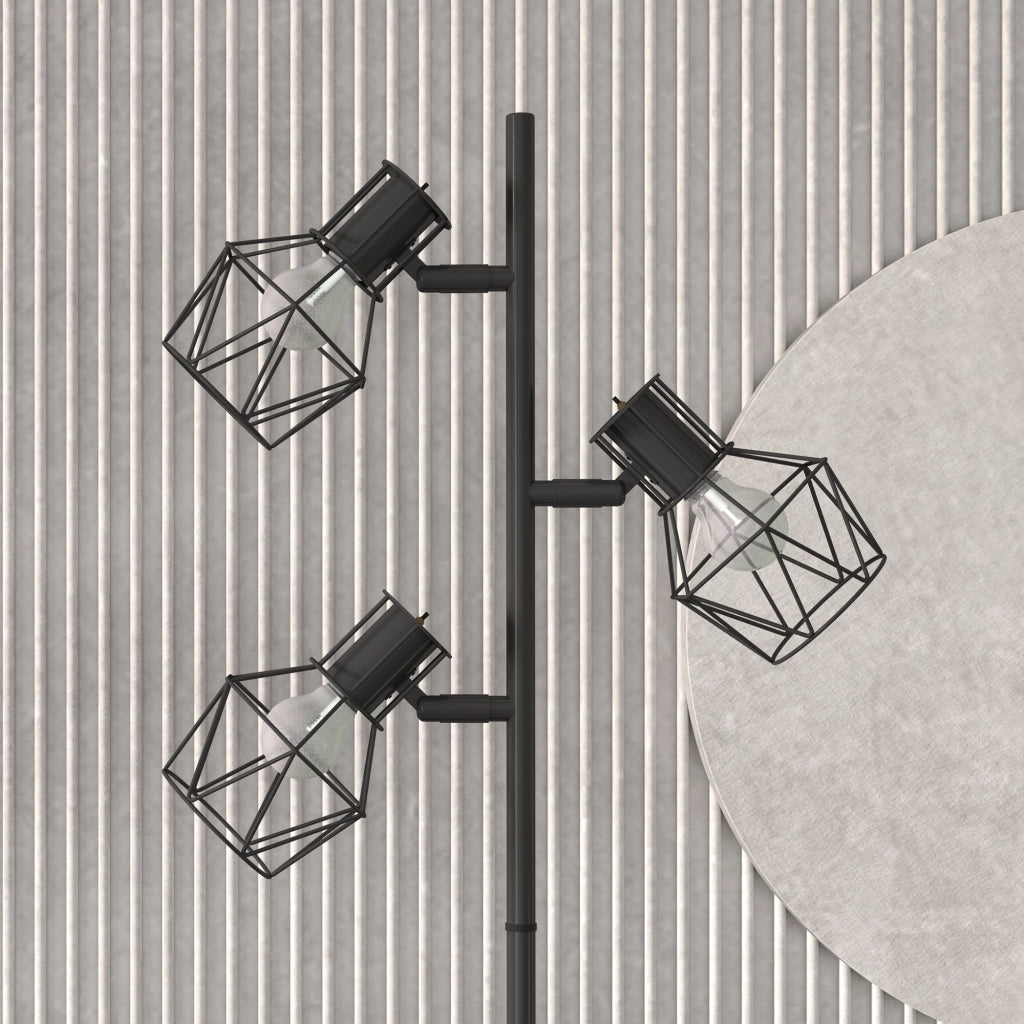 Lampada da terra moderna a 3 luci regolabili, struttura in metallo, E27, nero, H 169 cm