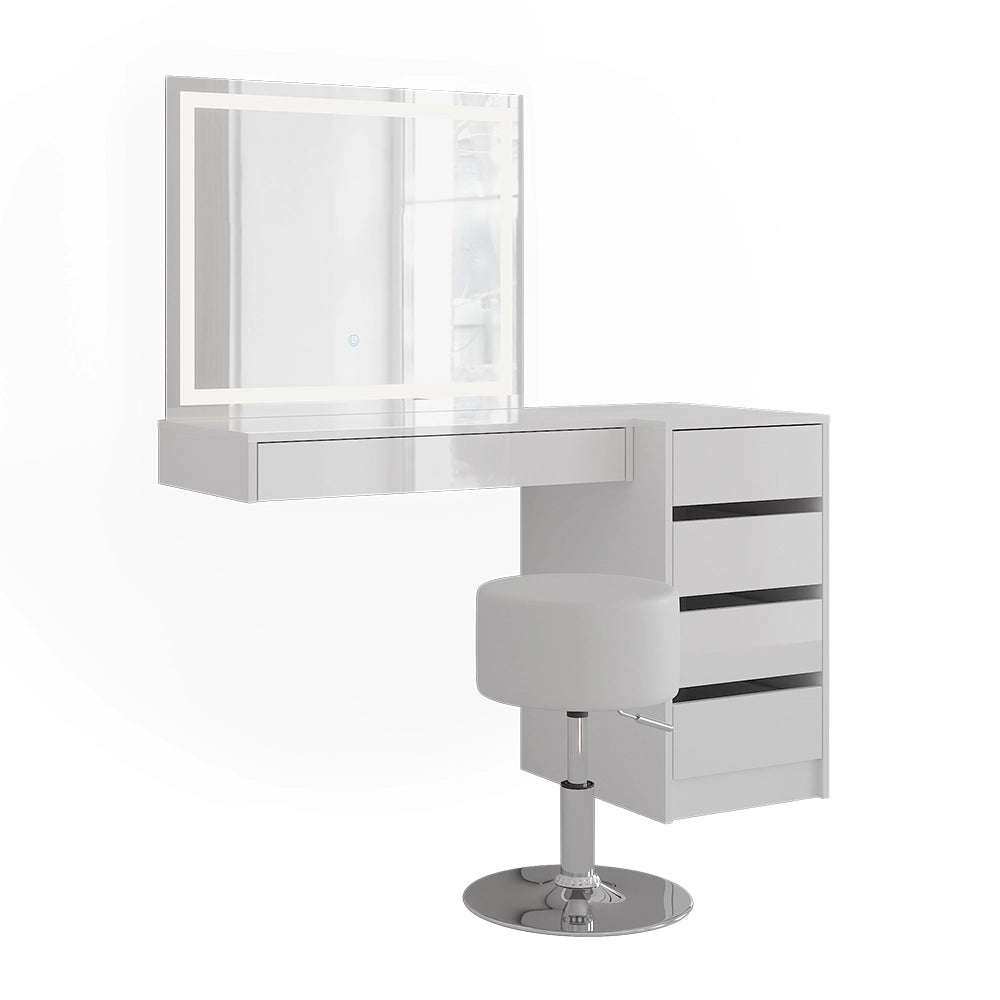Vicco Tavolo da toeletta Bianco/bianco lucido 120 cm 4 parti