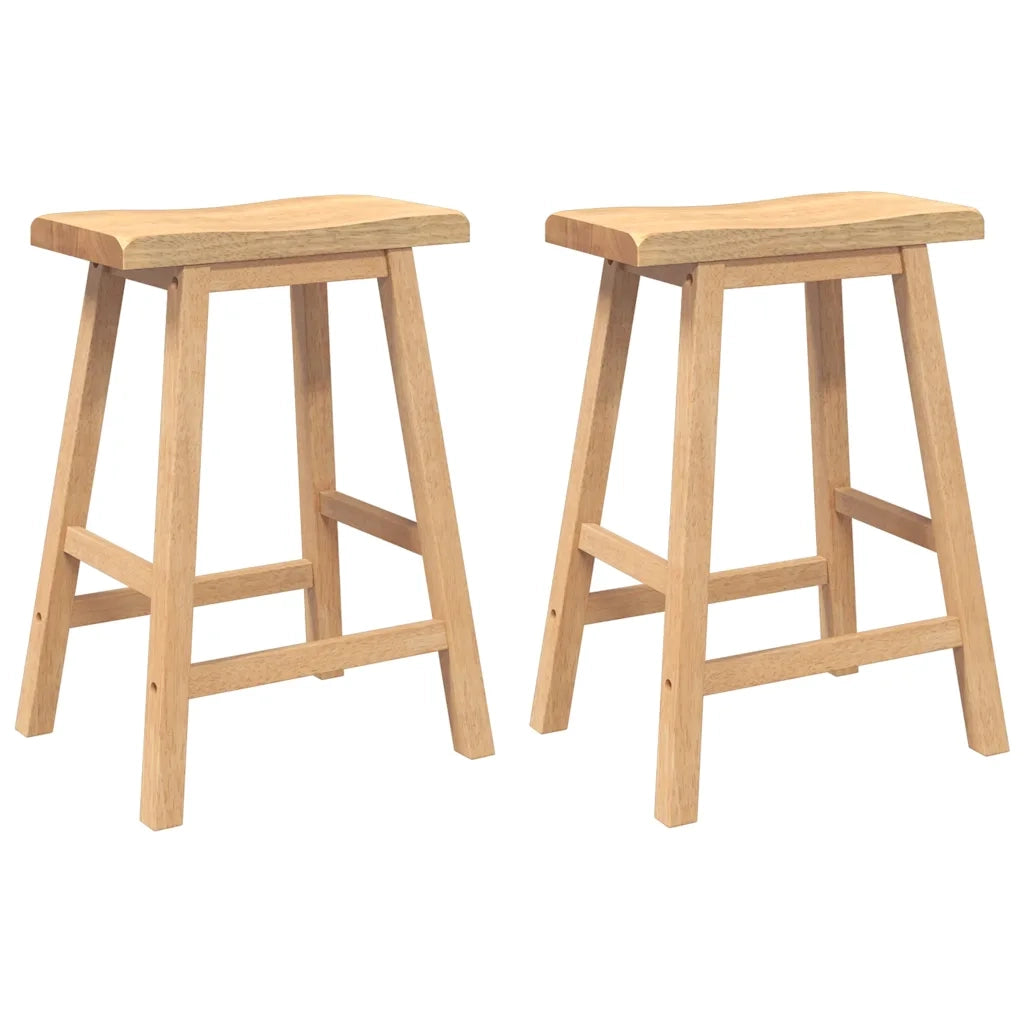 Sgabelli da Bar 2 pz Naturale Legno Massello di Hevea 4102544