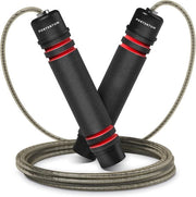 Touw per salti - Dispositivo per saltare con regolazione per bambini e adulti - bielle di acciaio - maniglie antiscivolo di schiuma - cavo in acciaio - fitness crossfit boxe - 28 m.