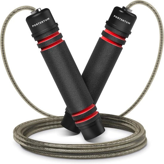 Touw per salti - Dispositivo per saltare con regolazione per bambini e adulti - bielle di acciaio - maniglie antiscivolo di schiuma - cavo in acciaio - fitness crossfit boxe - 28 m.