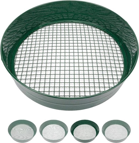 Sieve per giardino in diverse misure, setola rotonda 33 cm di diametro, setola per terra per semi, terra, compost, sassi, erba infestante, ghiaia | accumulabile | molto robusto | resistente all'ossidazione (9 mm)