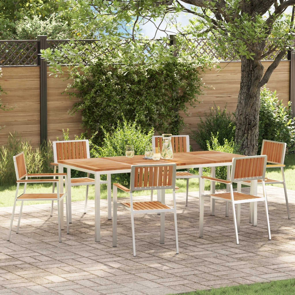 Set da Pranzo da Giardino  7 Pezzi in Legno Massello di Teak