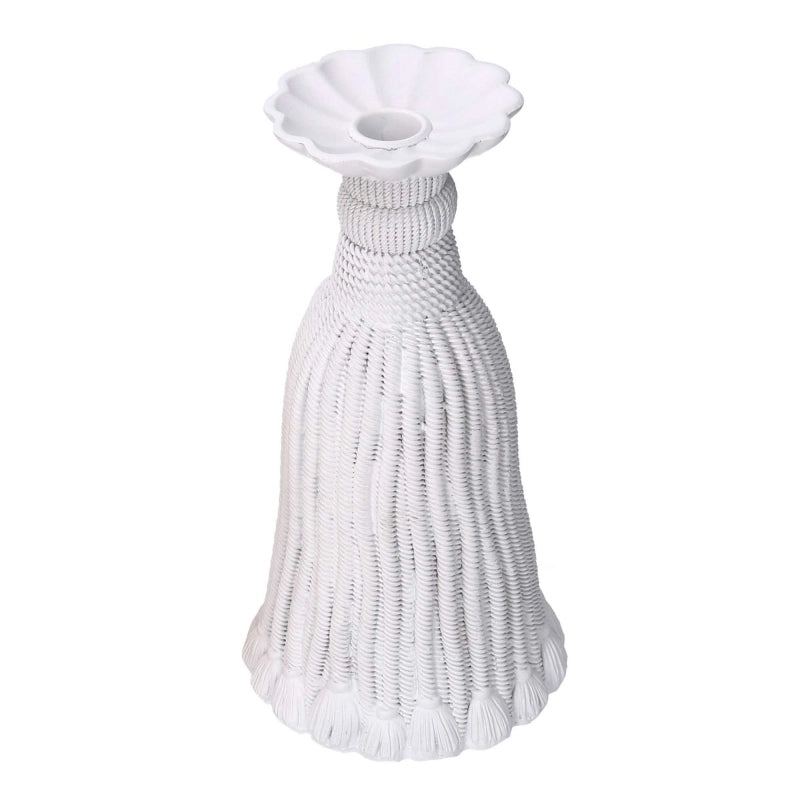 Portacandele resina nappina bianco cm ø14h25,6