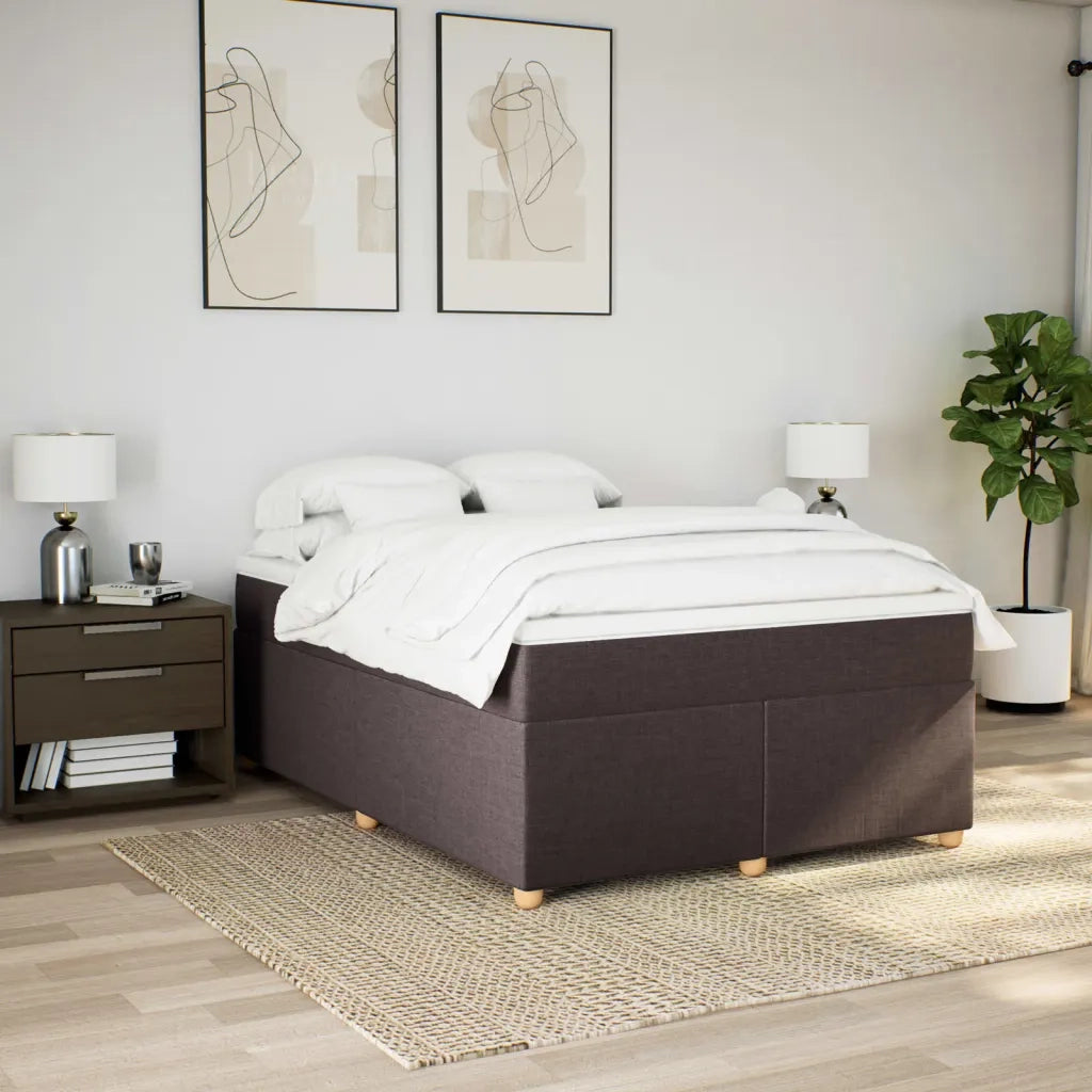 Giroletto a Molle con Materasso Marrone Scuro 160x200cm Tessuto