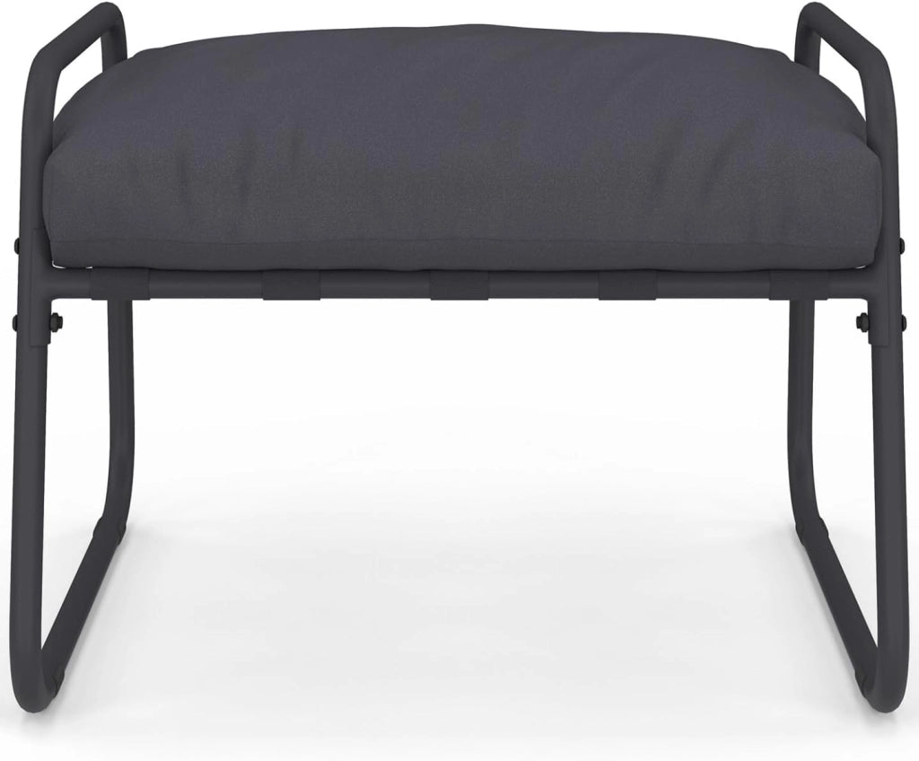 Set di 2 poltrone da Giardino Marco con poggiapiedi Grigio e Cuscino Grigio Antracite