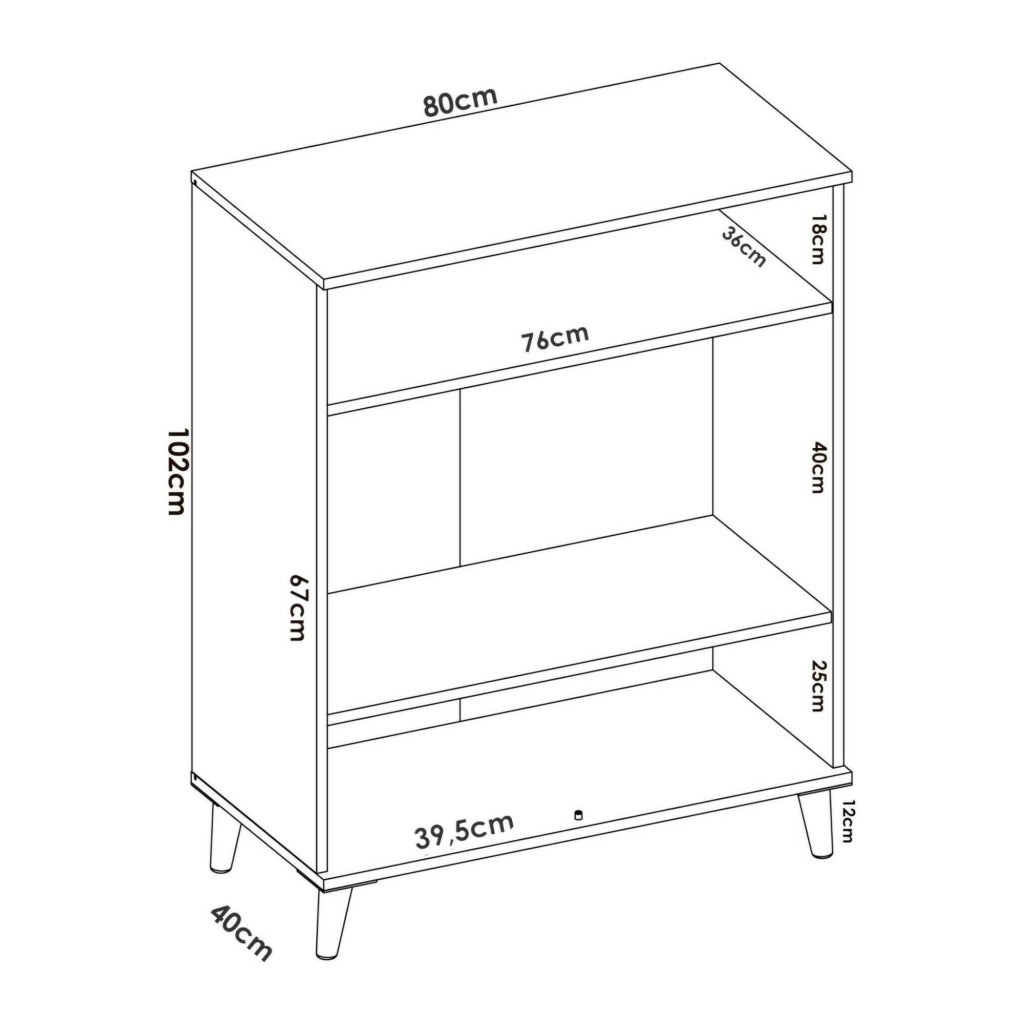 Credenza Altai, Buffet dispensa da soggiorno, Madia da salotto moderna a 2 ante, 80x40h102 cm, Bianco e Rovere