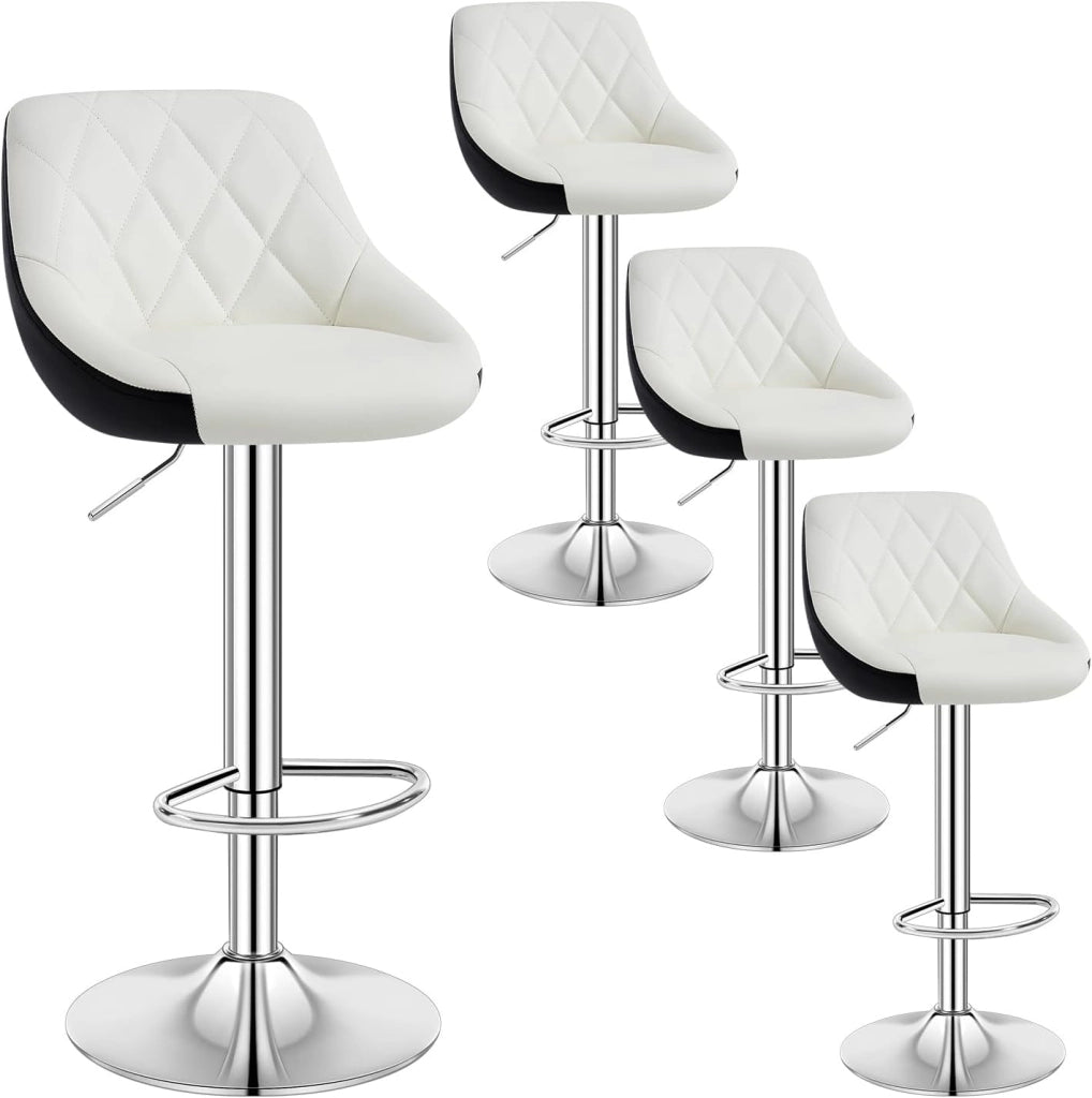 Sgabelli cucina, Sgabelli da Bar Set di 4, Sedia da Bar Girevole Regolabile in Altezza, con Schienale Poggiapiedi, Sgabello in Velluto da Cucina, Grigio chiaro, BH438hgr-4