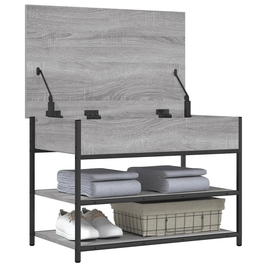 Panca Porta Scarpe-Sgabello-Panca Scarpiera Grigio Sonoma 70x42,5x50cm Legno Multistrato