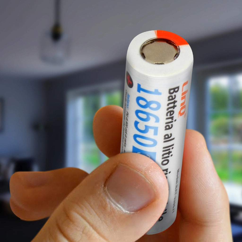 2 Batterie 18650 a Litio 3200mAh 3.7V Ricaricabili Piatte 3200JT Arancione LinQ