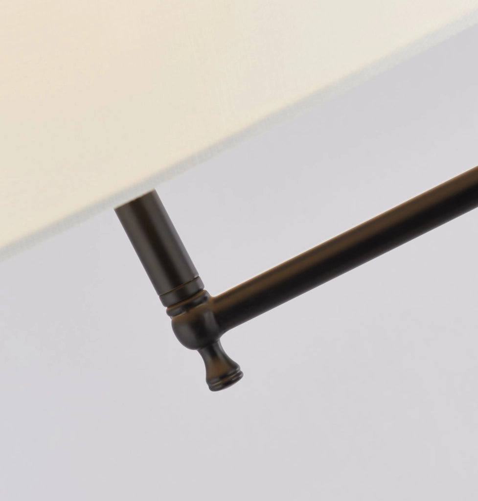 Lampada da terra Munich - Metallo nero opaco e paralume in lino naturale