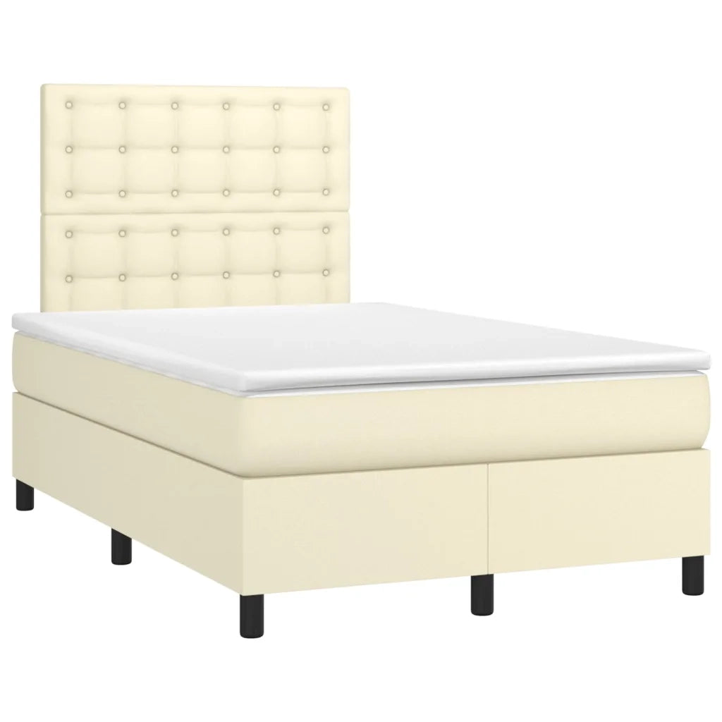 Giroletto Molle con Materasso e LED Crema 120x200cm Similpelle cod mxl 55707
