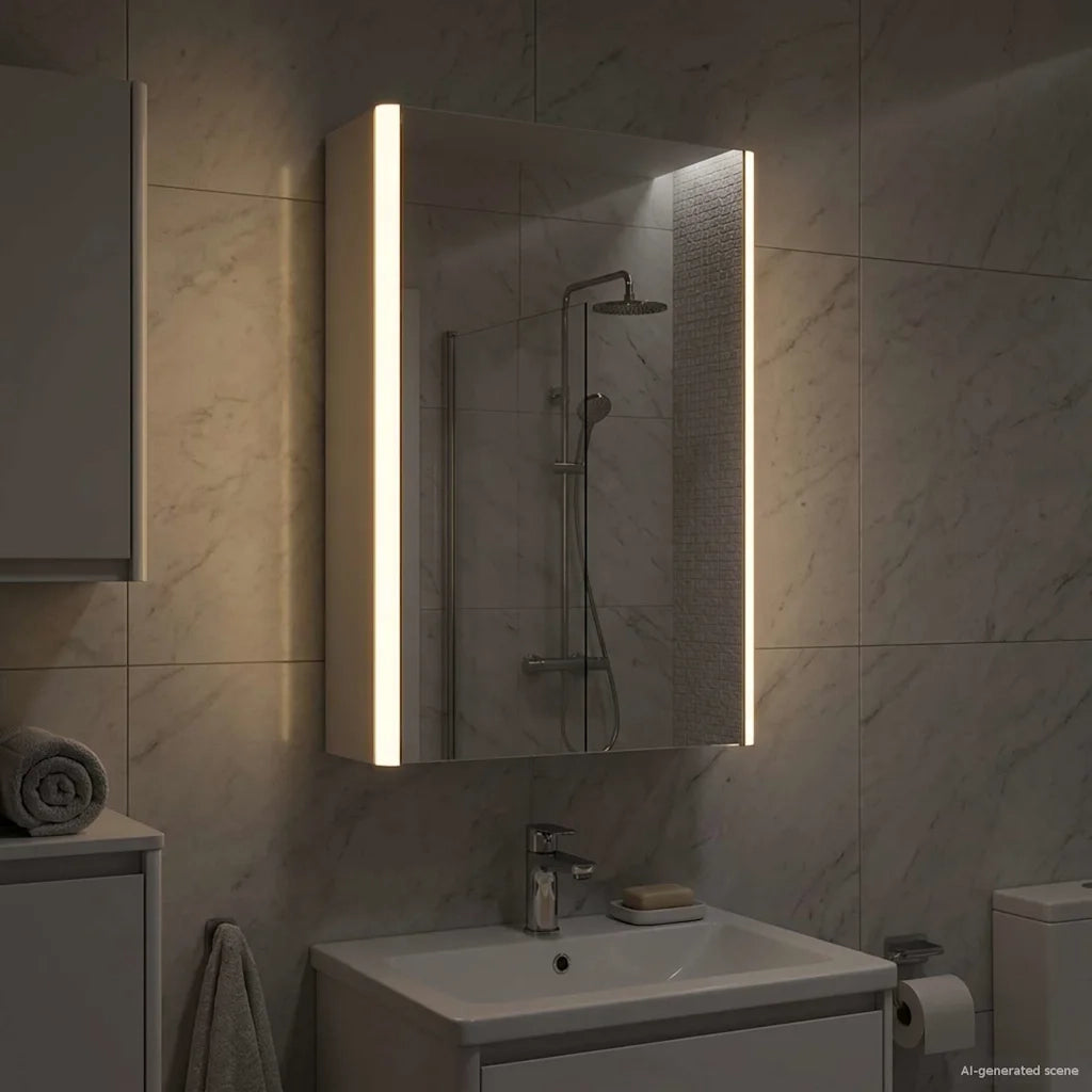 Mobiletto per specchio da bagno Bianco 33 x 11,5 x 50 cm