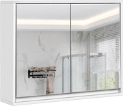 Mobile a Specchio per Bagno, Armadio da Parete con Doppio Specchio, Armadio Organizer Multiuso per Cucina e Bagno, 55 x 14 x 45 cm