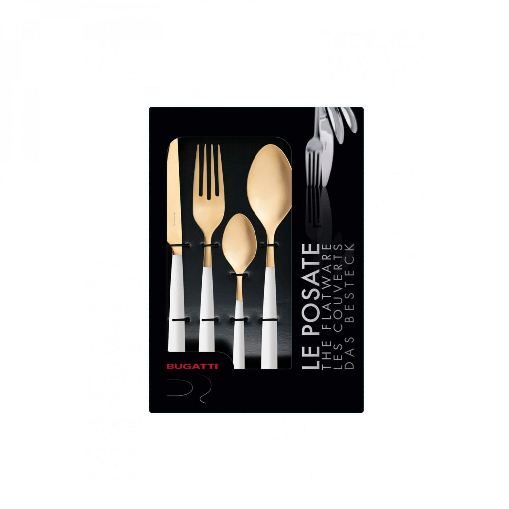 ATHENA Gold, Posate Set 24 pz, Scatola Window, Casa Bugatti Colore: Avorio
