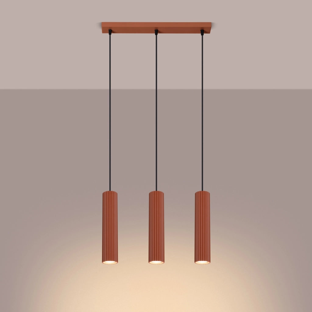 Lampada a sospensione GRAVIO 3xGU10 ocra rossa/nera