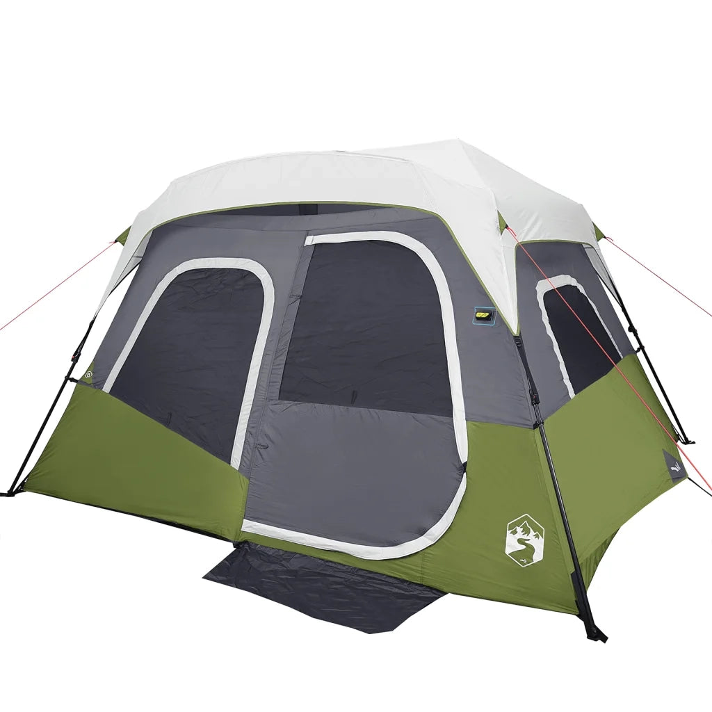 Tenda Famiglia con LED 6 Persone-Tenda da campeggio Verde Chiaro Rilascio Rapido