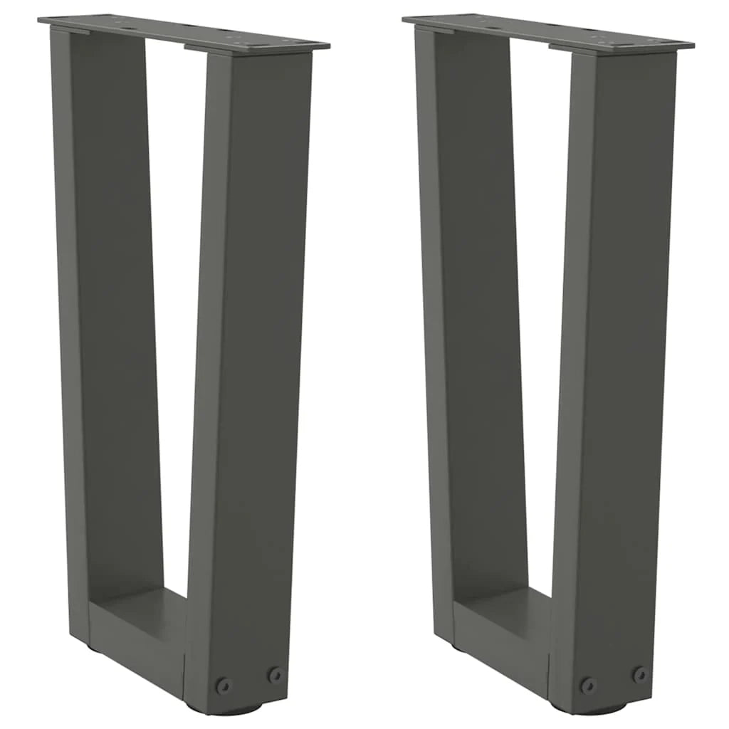 Set di 2 gambe per tavolino da caffè a forma di V 28 x 42-43,3 cm con piedini regolabili stile moderno acciaio antracite 02_0056910