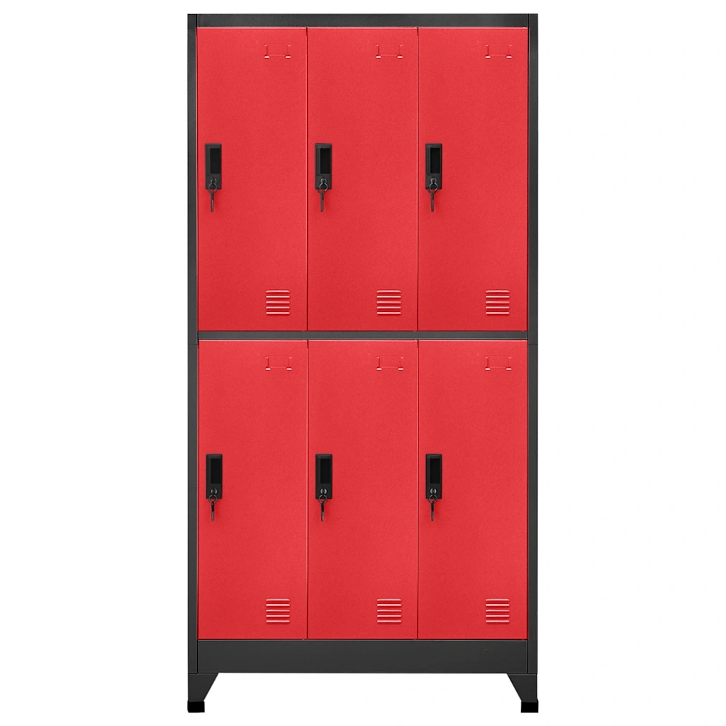 Armadietto con Serratura Antracite e Rosso 90x45x180cm Acciaio 339801