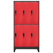 Armadietto con Serratura Antracite e Rosso 90x45x180cm Acciaio 339801