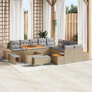Set Divano da Giardino con cuscino 13 pcs Beige Poly Rattan