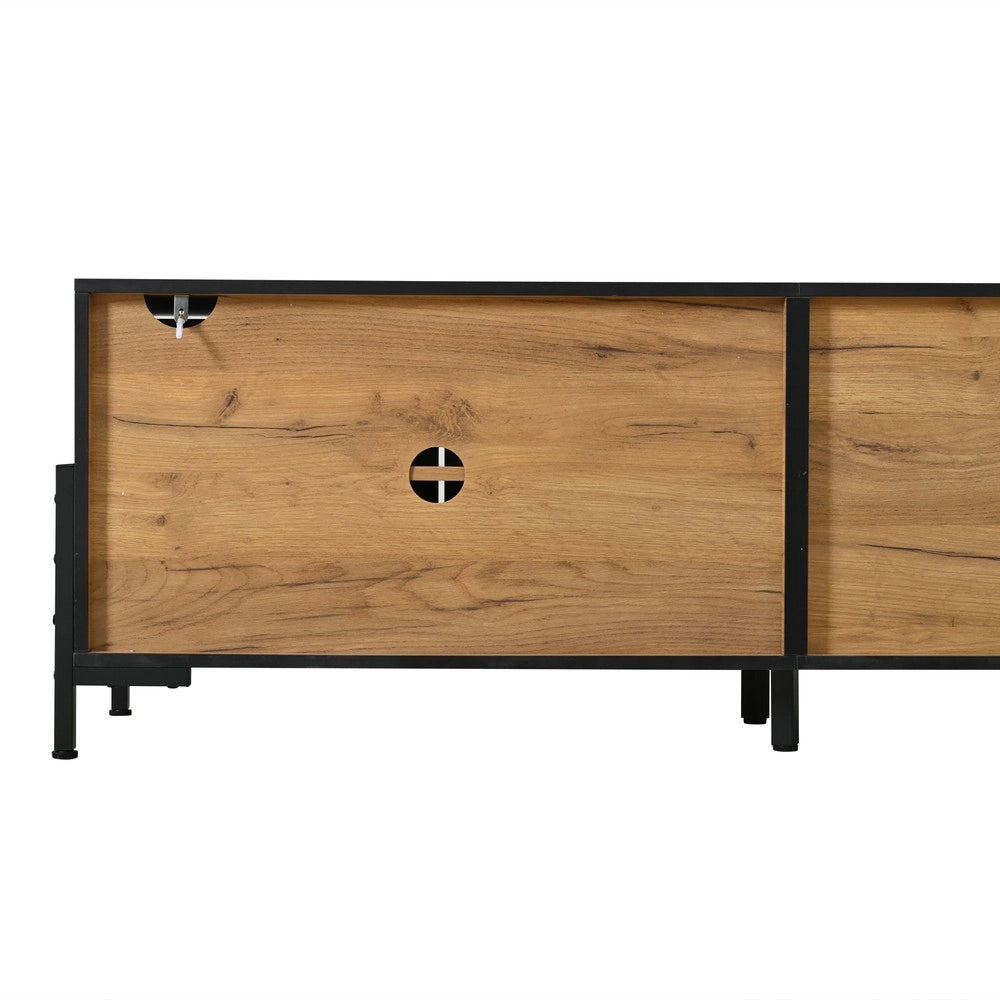 Mobile TV con 4 Ante ¨C Xylo ¨C Legno Naturale e Nero, 153x40x50 cm