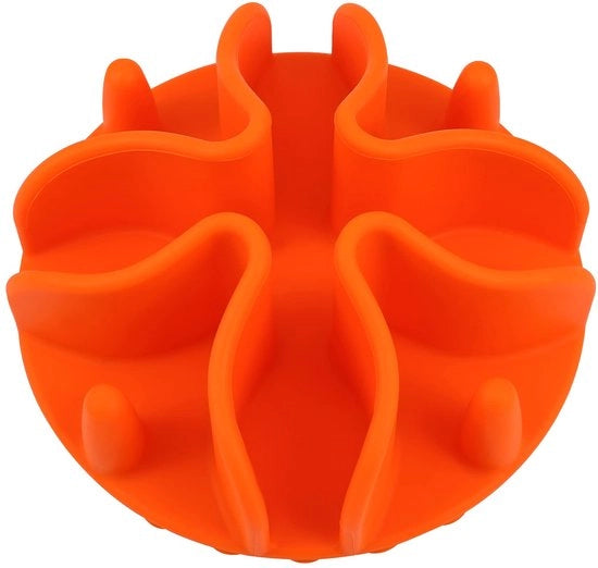 Insert anti-gulping per gatto o cane, alimentatore lento con insert silicone grande arancione.