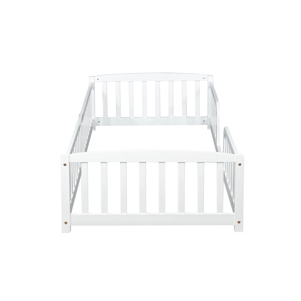 Lettino per bambini 90 x 200 cm, con spondine di sicurezza, senza piastra di base, bianco
