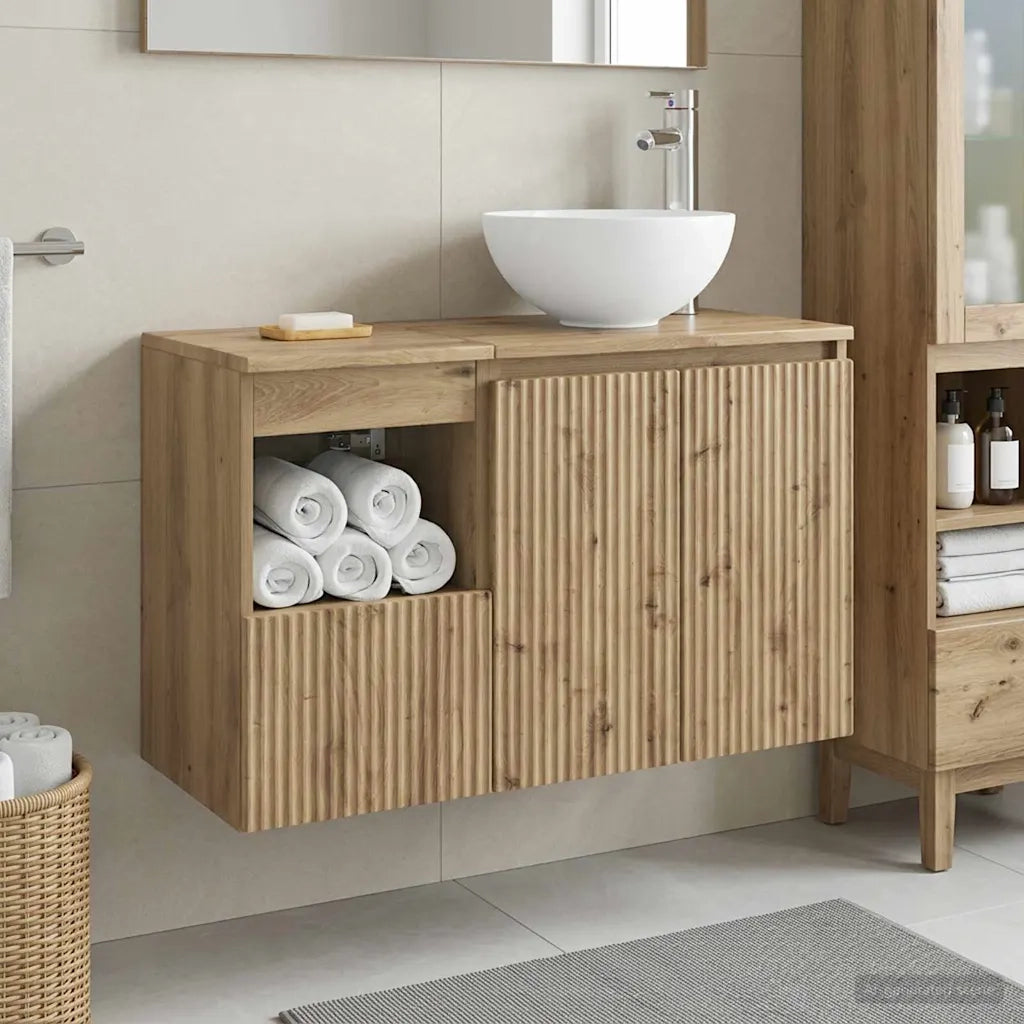 Set di mobili per il bagno 2 pz Rovere Artigianale 3404043