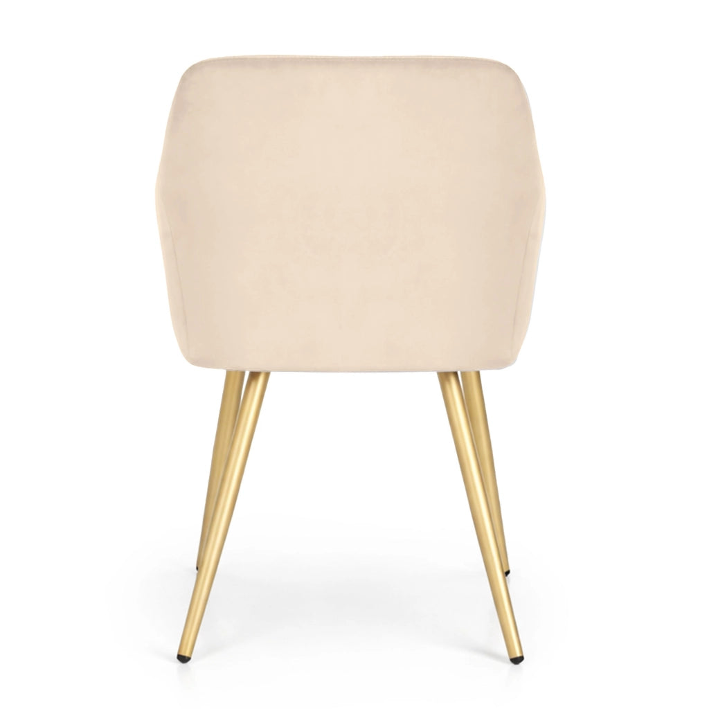 Set di 4 Sedie in velluto liscio ESTELLE Beige gambe oro