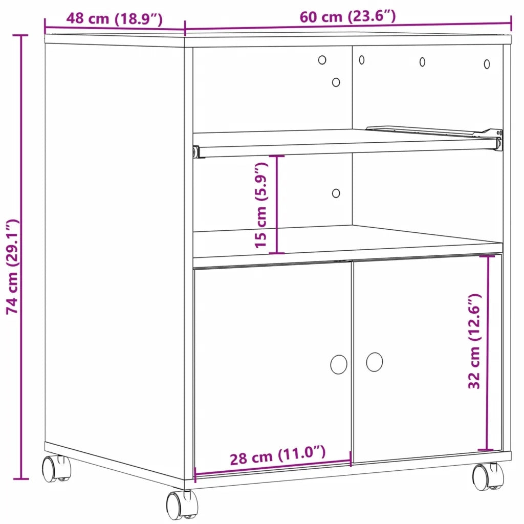 Supporto per Stampante con Ruote Grigio Sonoma 60x48x74 cm CFW4525167