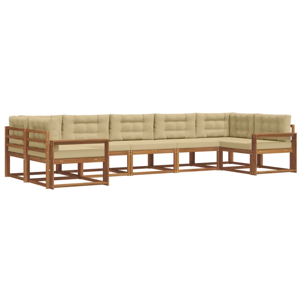 Set di divani da esterno con cuscino 7 pcs Naturale e Beige